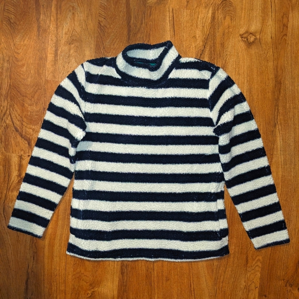 Turtleneck Striped Fluffy Sweater